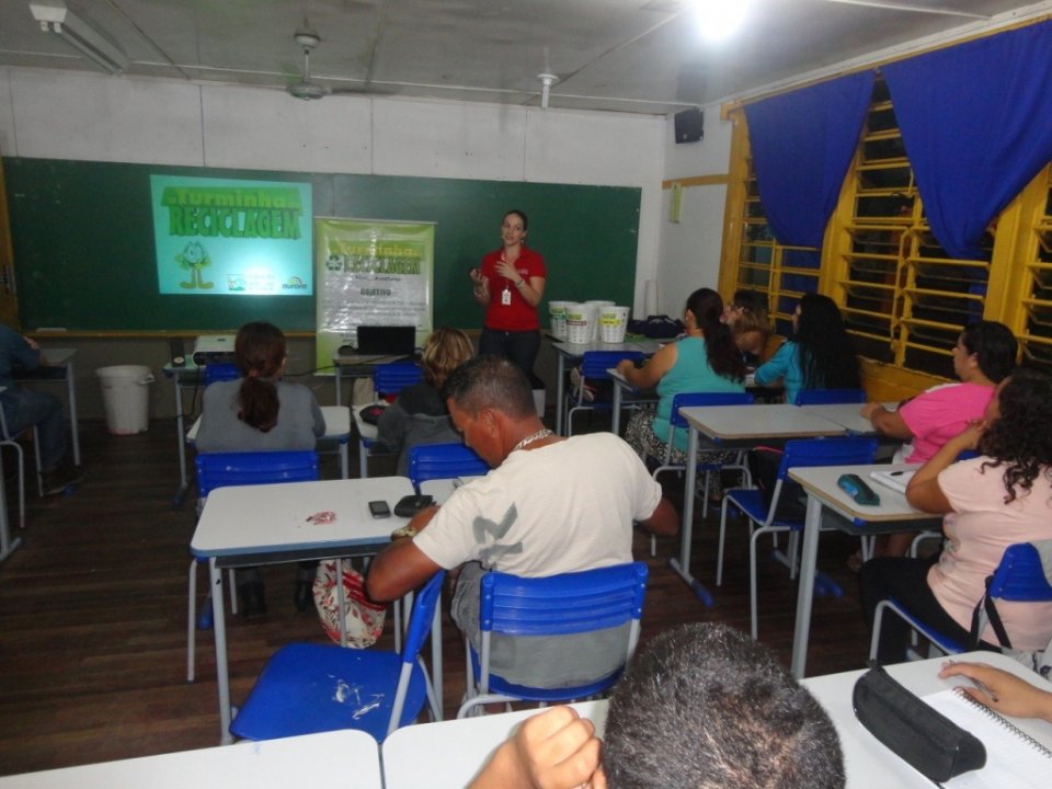 A Turminha da Reciclagem realiza atividade em escolas