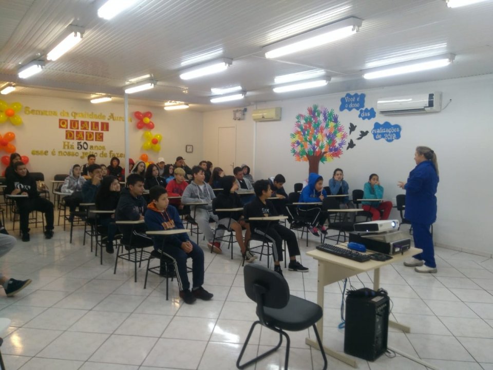 Multiplicadores do Eco Cooperação em Xaxim realizam atividade em escola do município