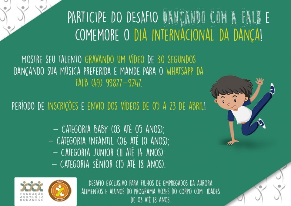 Inscrições abertas para o desafio Dançando com a FALB