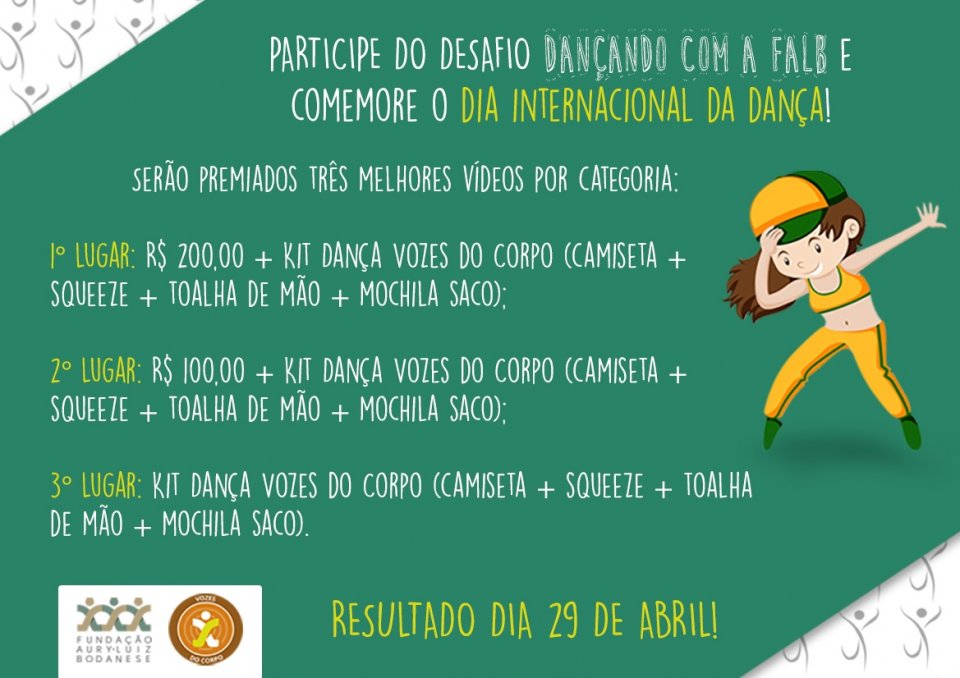 Inscrições abertas para o desafio Dançando com a FALB