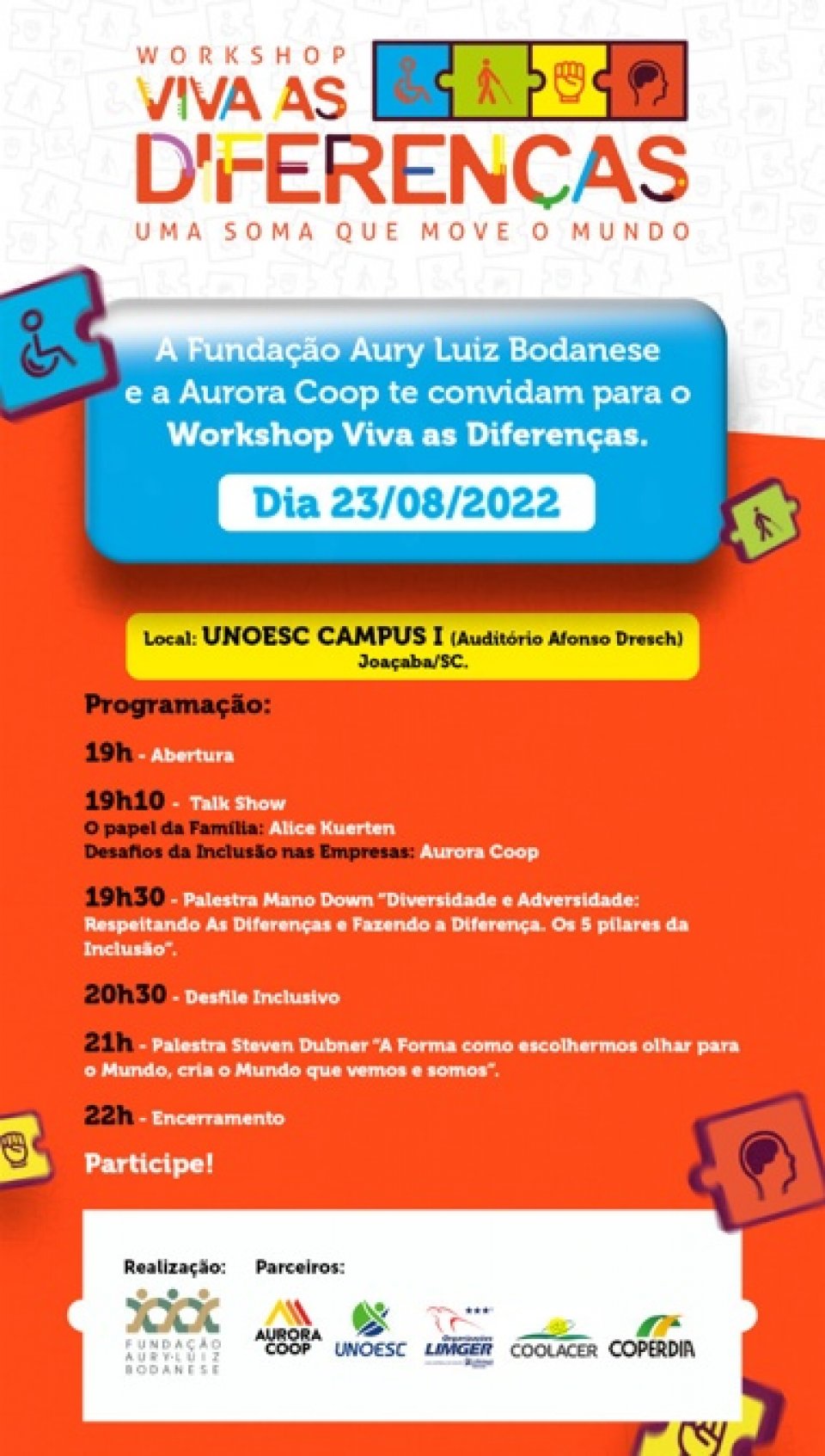 Formatura do Curso de Qualificação para PCD e Workshop Viva as Diferenças acontecerá em Joaçaba(SC)